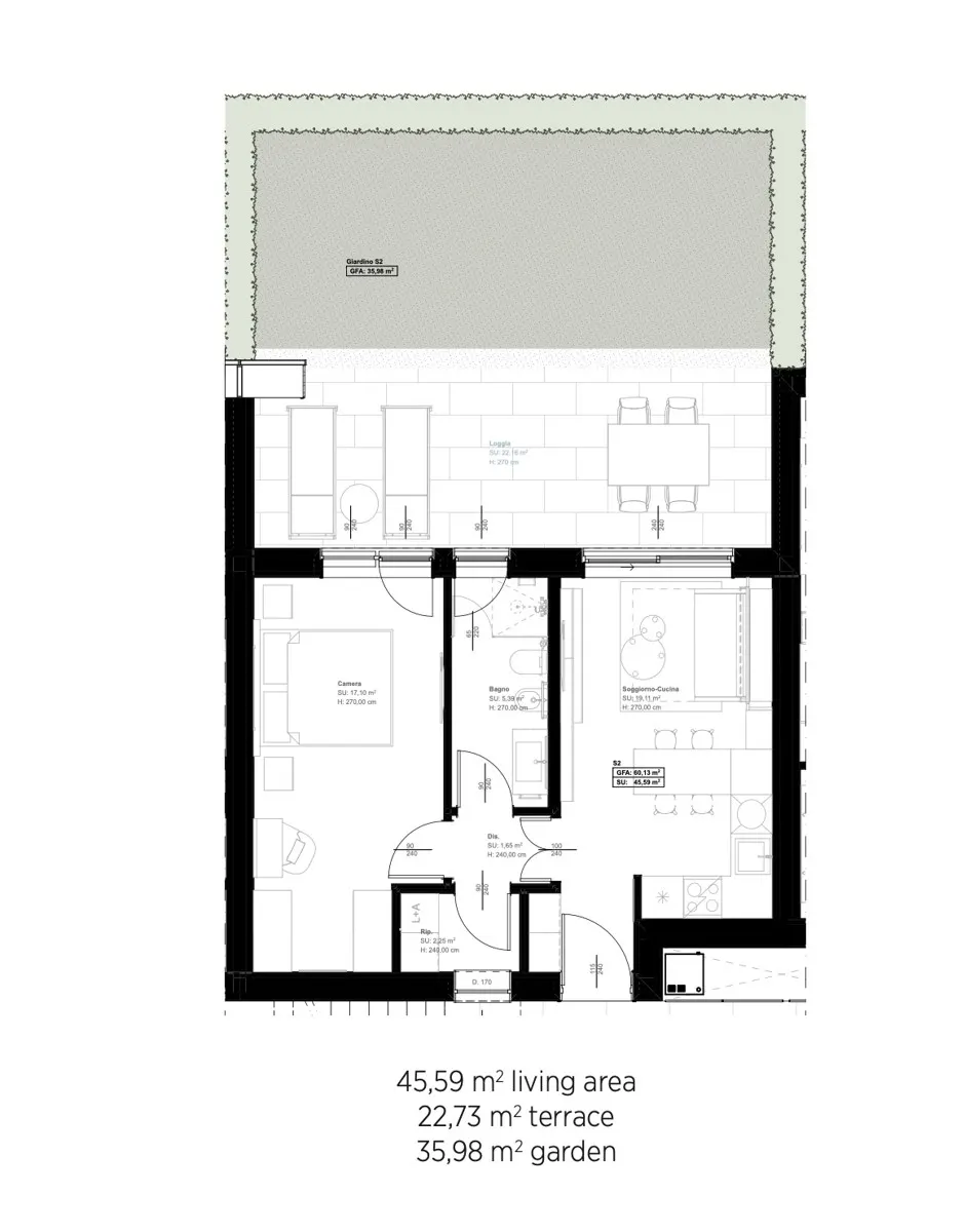 Grundriss Falkensteiner Park Residences Lake Garda Erdgeschosswohnung Alloro