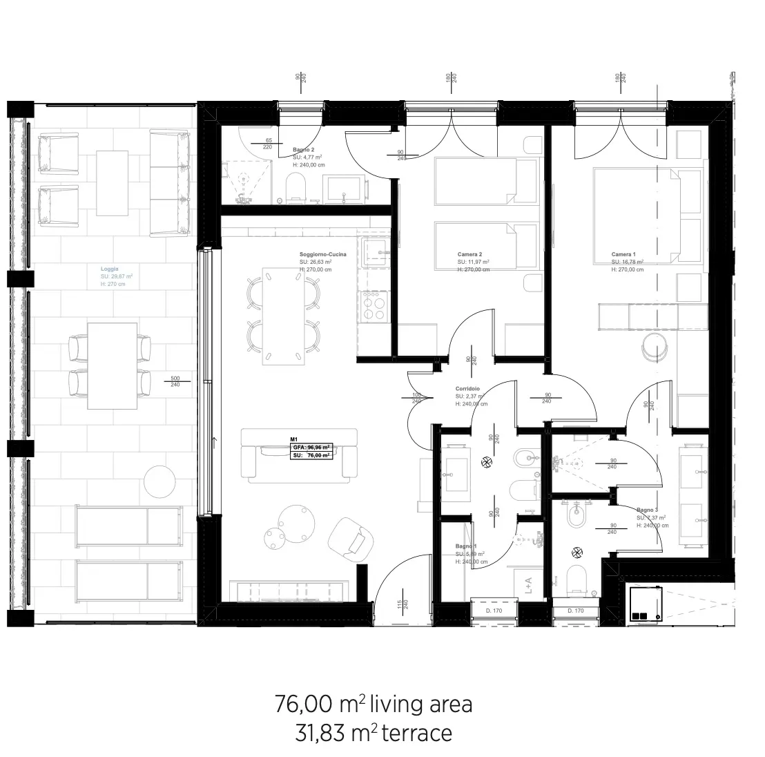Grundriss Falkensteiner Park Residences Lake Garda Wohnung Olivio