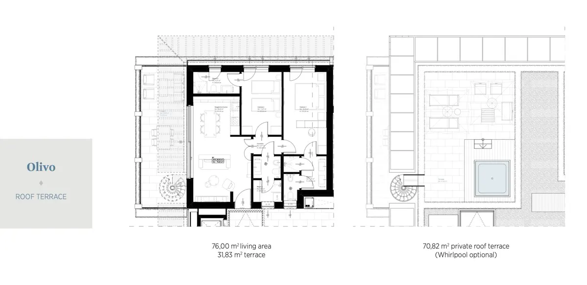 Grundriss Falkensteiner Park Residences Lake Garda Penthouse Olmo mit Dachterrasse