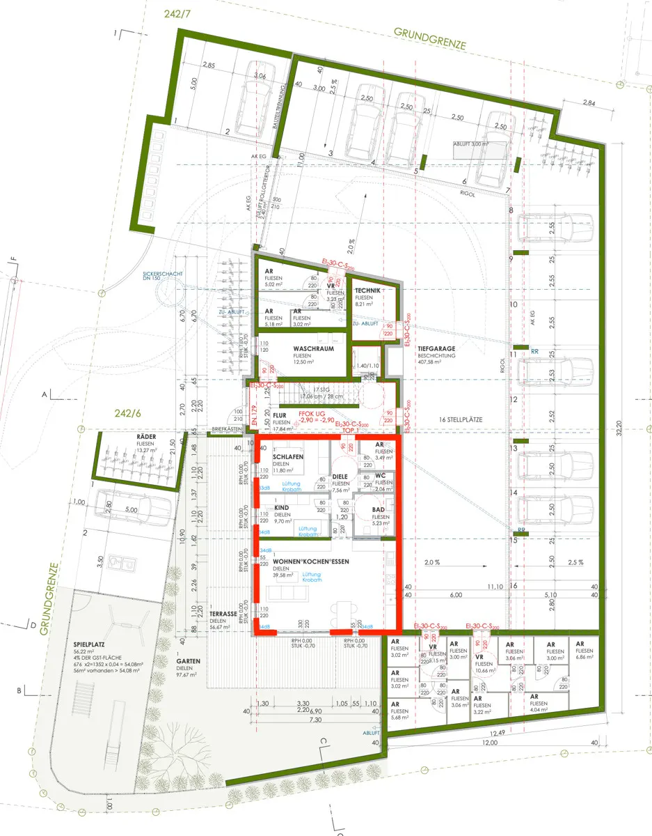 Grundriss Neubauprojekt Salamander - Gartenwohnung Top 1