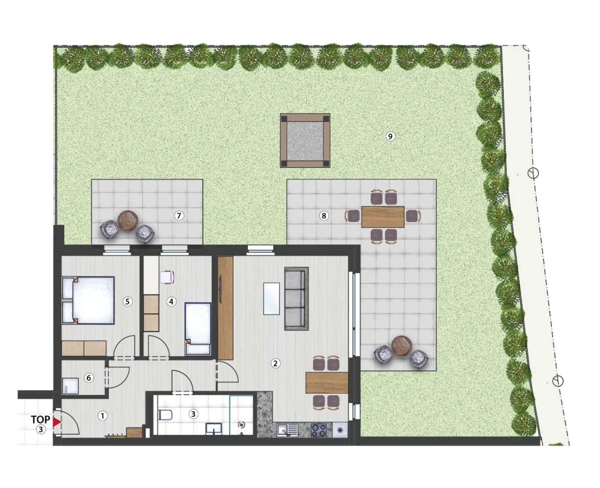 Grundriss Neubauprojekt Salamander - Gartenwohnung Top 3