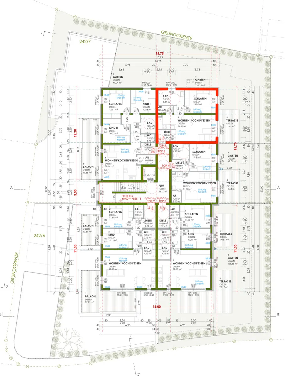 Grundriss Neubauprojekt Salamander - Gartenwohnung Top 5
