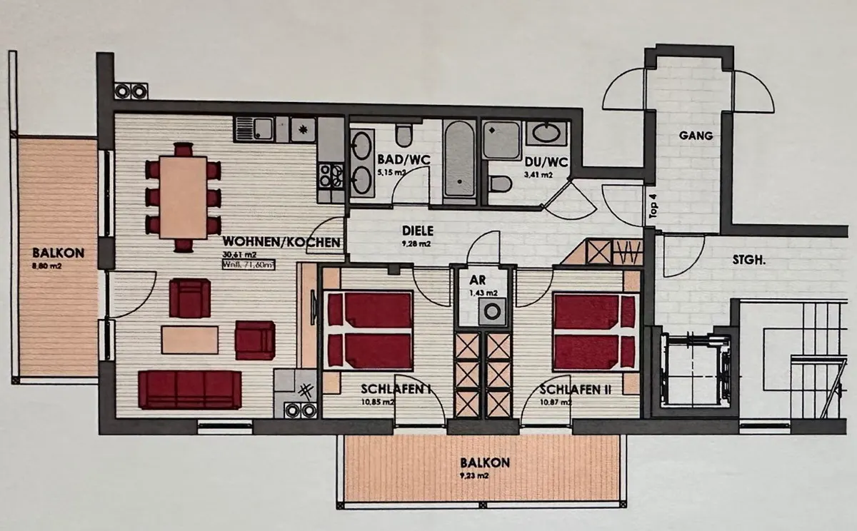 Grundriss Entspannt Wohnen – Charmante 3-Zimmer-Wohnung mit Kamin