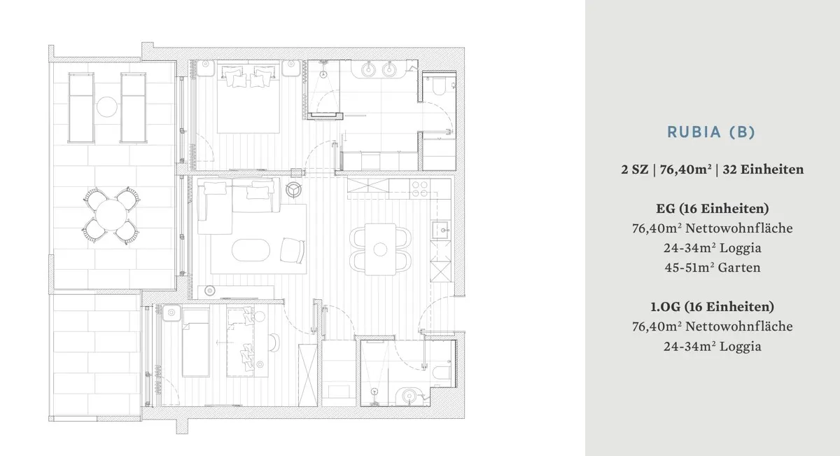 Grundriss Falkensteiner Aurora Residences - Appartement Rubia Erdgeschoss