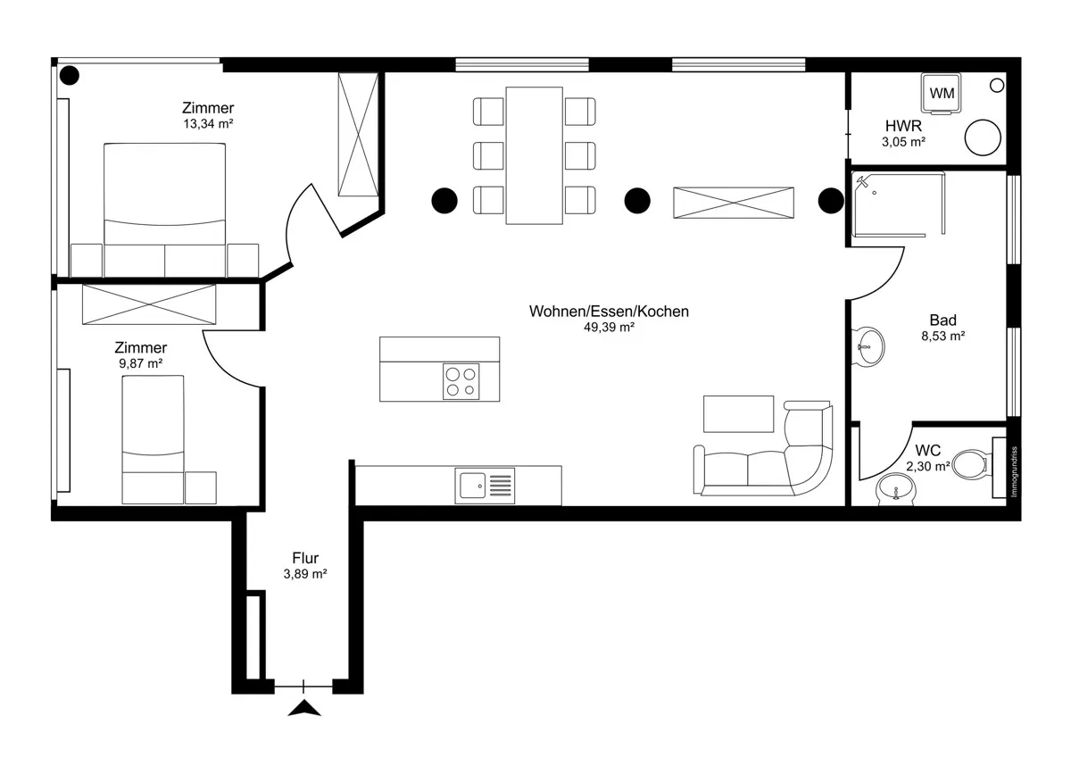 Grundriss Hochwertige 3-Zi. Wohnung mit bestehender Vermietung & langfristiger Perspektive