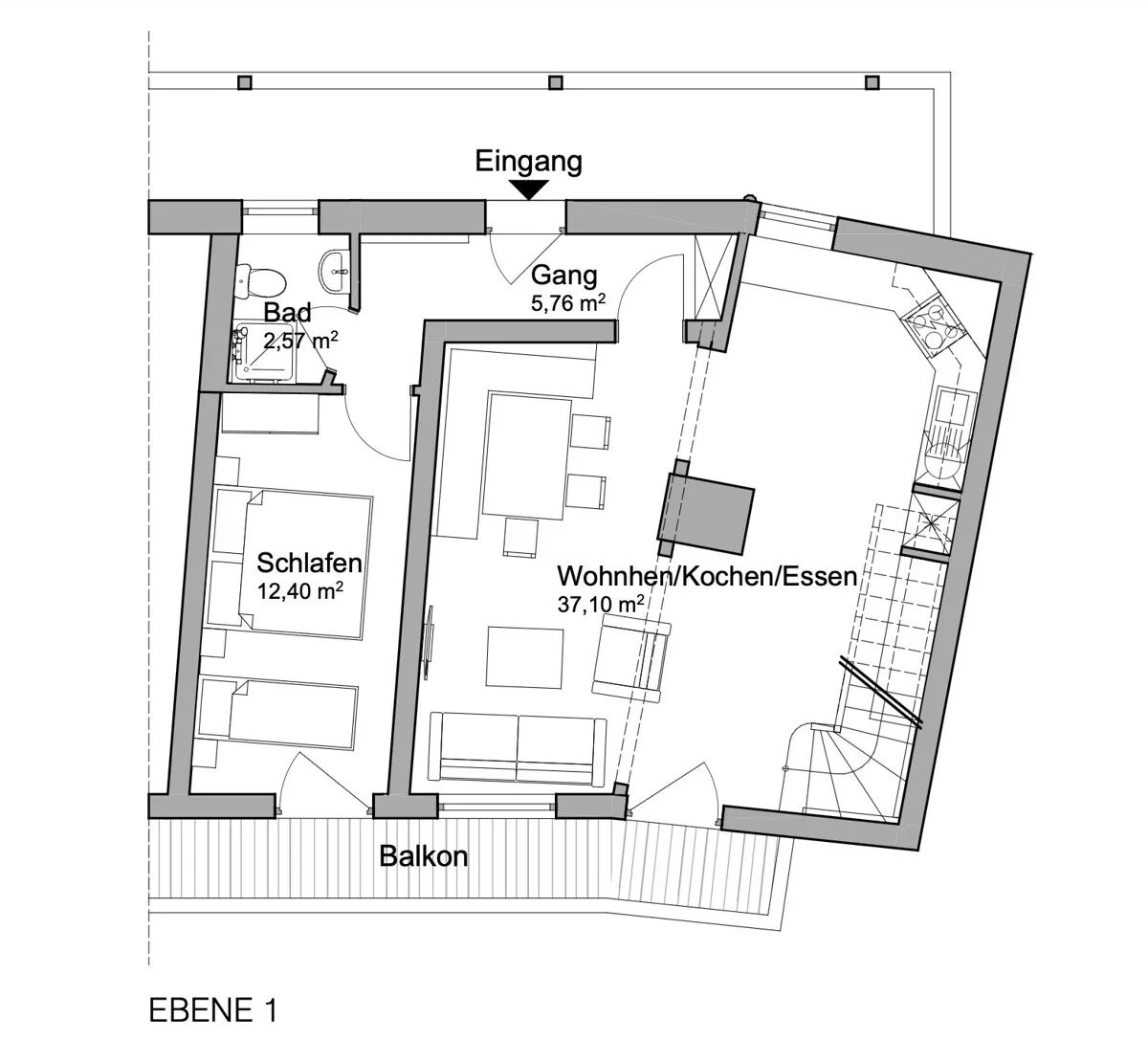 Grundriss Dachgeschoss-Maisonettewohnung mit Raum für Rendite