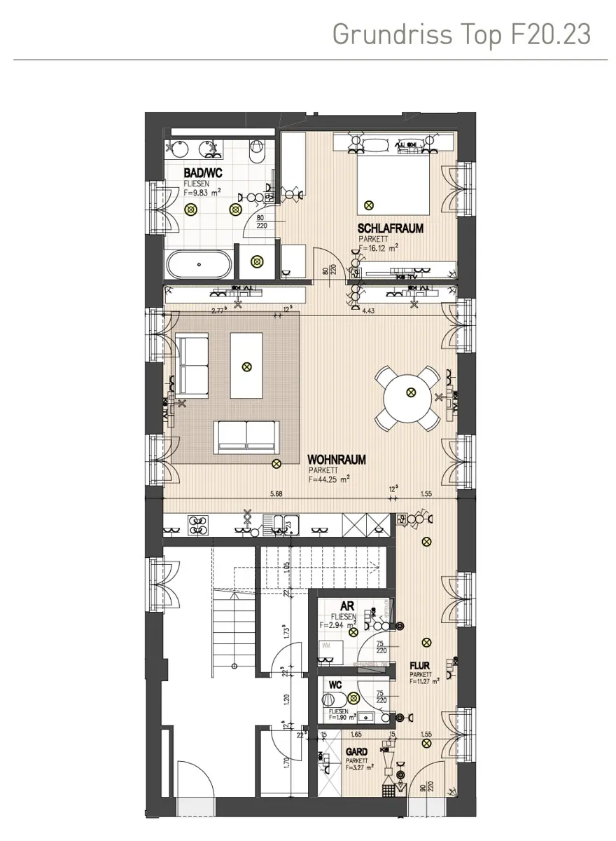 Grundriss Palais im Andrä: 2-Zimmer-Whg in historischem Haus