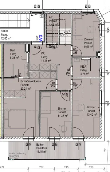 Grundriss UntersbergBLICK - 5-Zimmer Penthouse-Maisonette