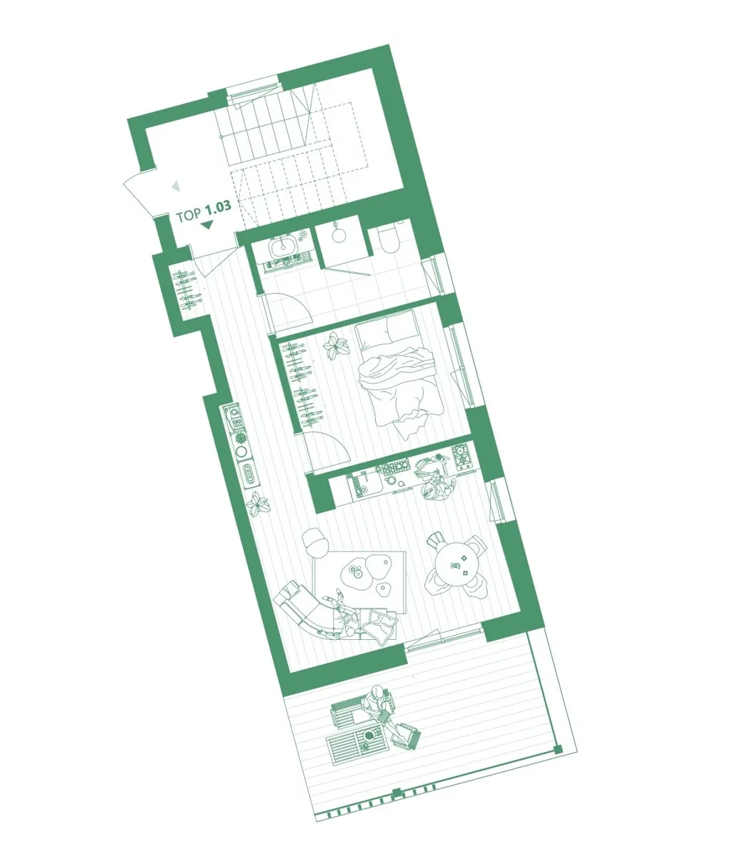 Grundriss AlmAppartements Lachtal - 2 Zimmer Appartement