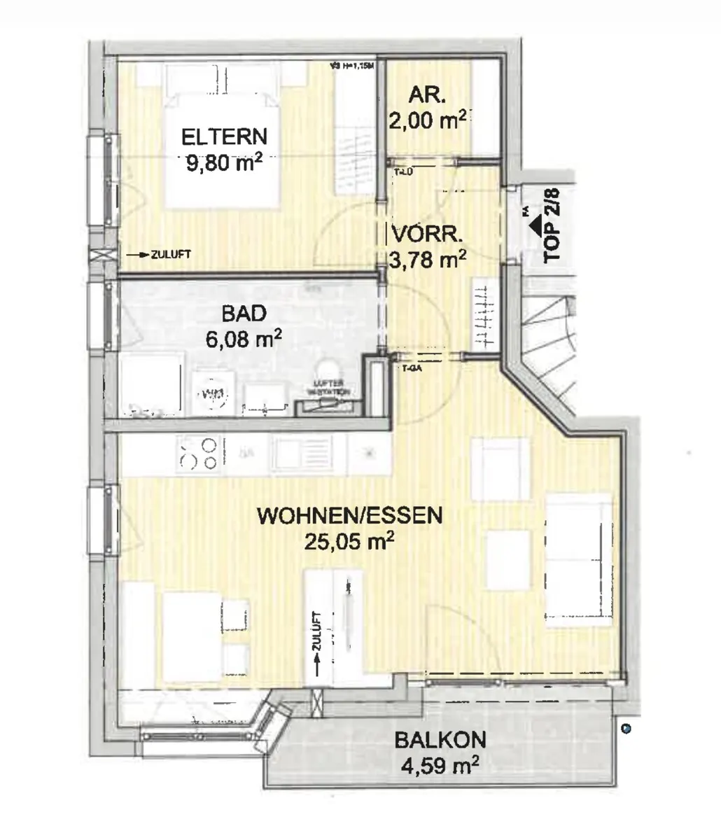 Grundriss 2-Zimmer-Wohnung zur Miete in Rauris