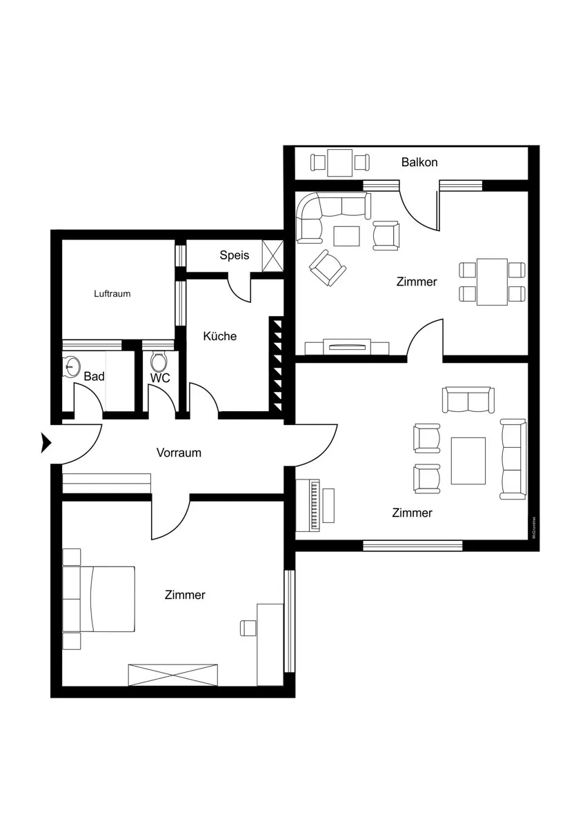 Grundriss 3 Zimmer, Balkon und viel Potenzial in Elisabeth-Vorstadt