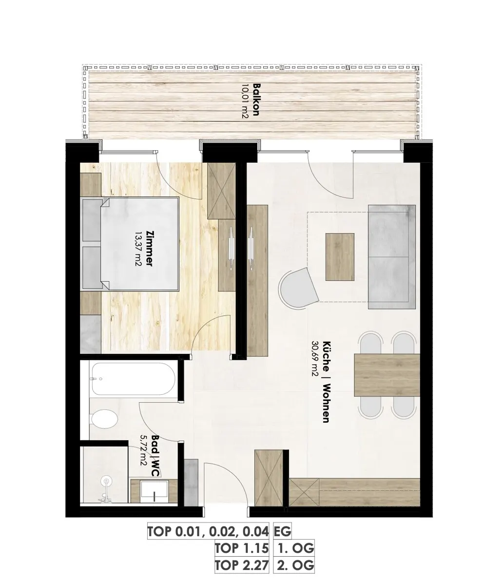 Grundriss Buy-to-let Appartement nähe areitXpress