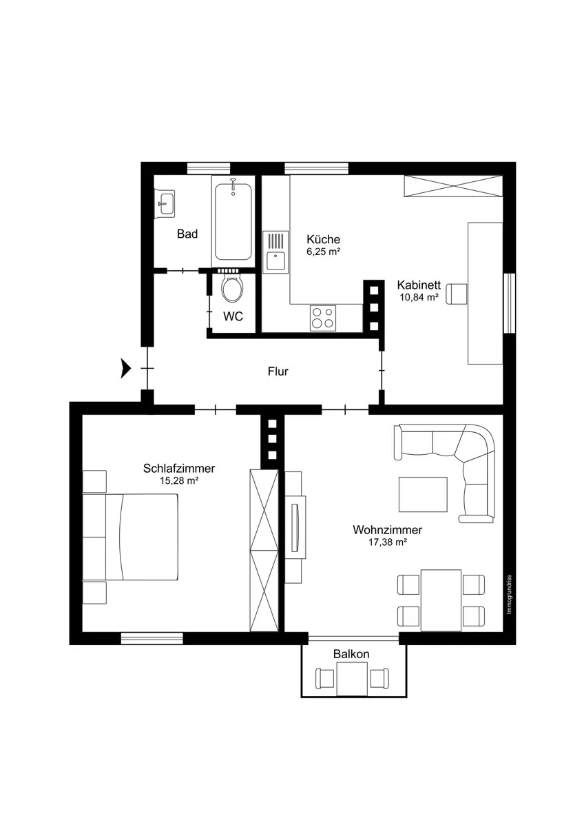 Grundriss Choose Happy - Helle 2,5 Zimmer Wohnung in Parsch