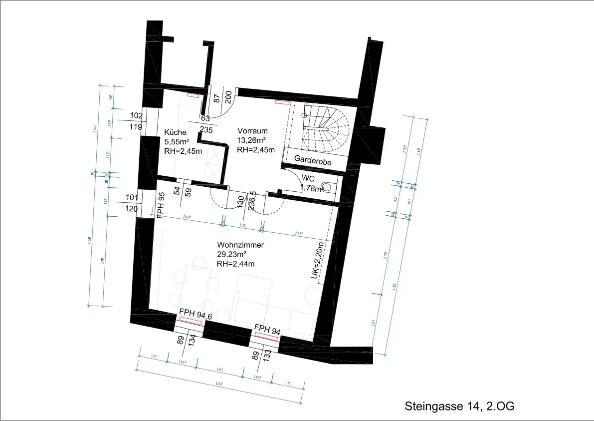 Grundriss Wohnung in historischem Haus