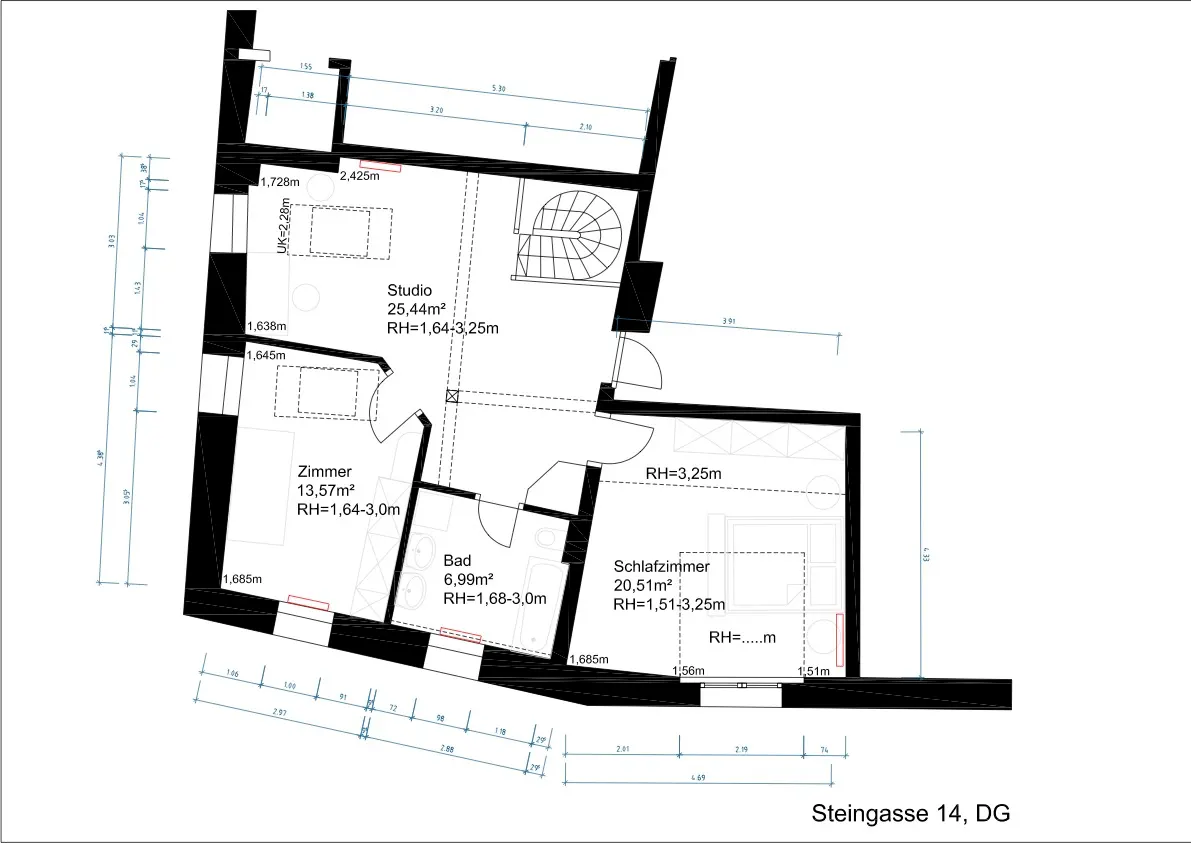 Grundriss Wohnung in historischem Haus