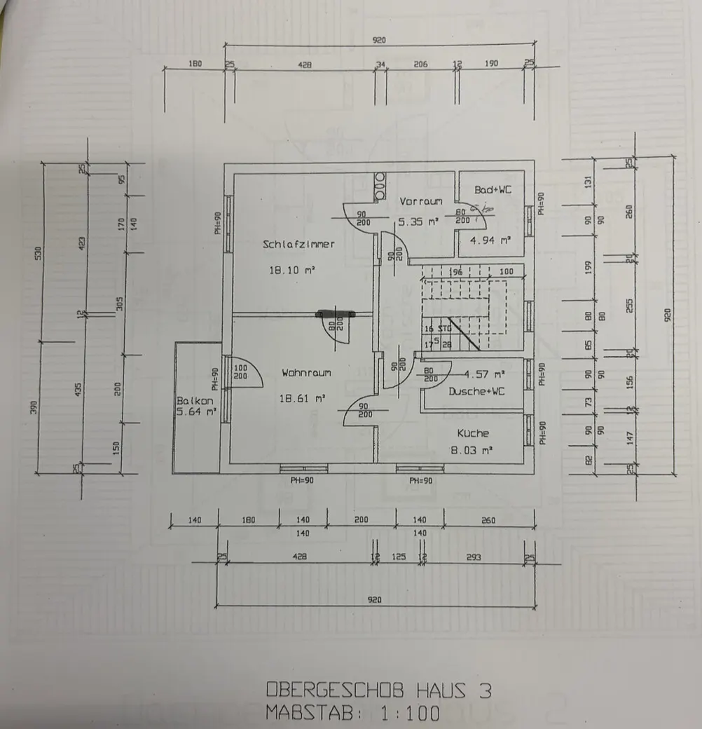 Grundriss Zinshaus mit 6 Garconnieren in Parsch