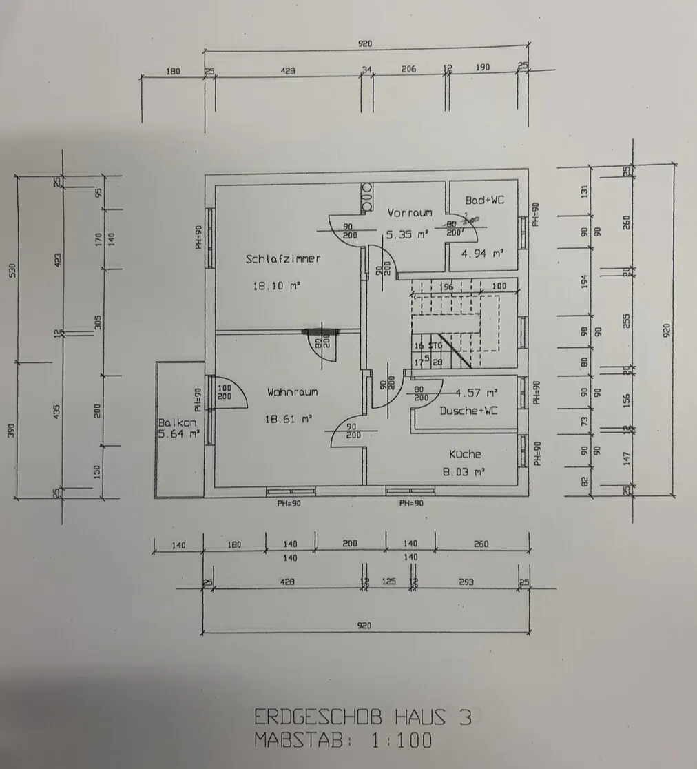 Grundriss Zinshaus mit 6 Garconnieren in Parsch