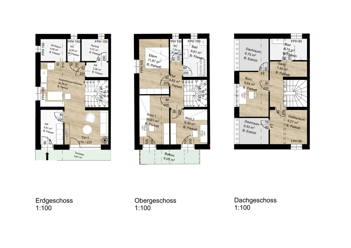 Grundriss Neubauprojekt FREIRAUM 7 - Doppelhaushälfte 1