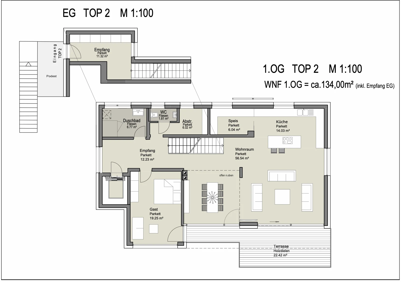 Grundriss Top 2 – Penthouse, Erdgeschoss
