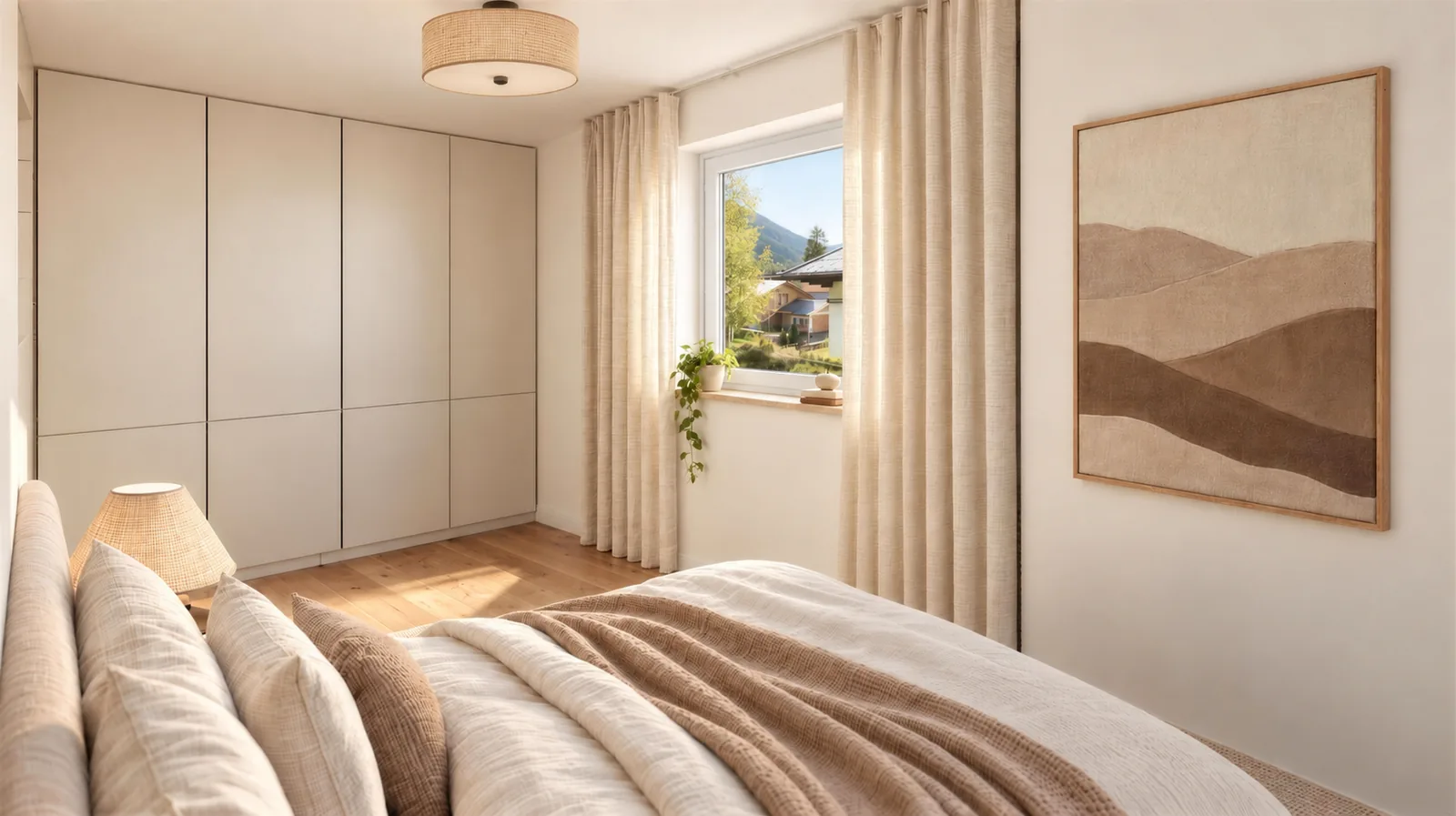 Schlafzimmer mit Blick ins Grüne