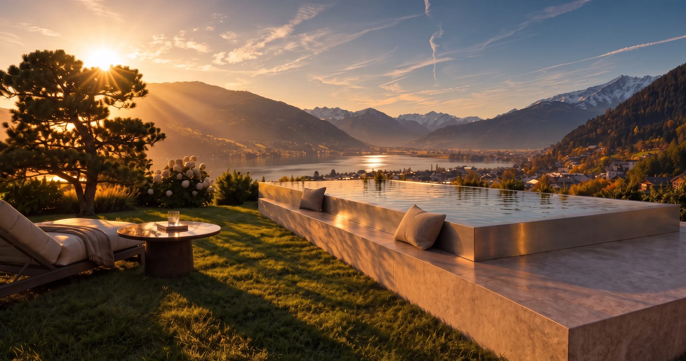 Blick über den Zeller See bei Abendsonne